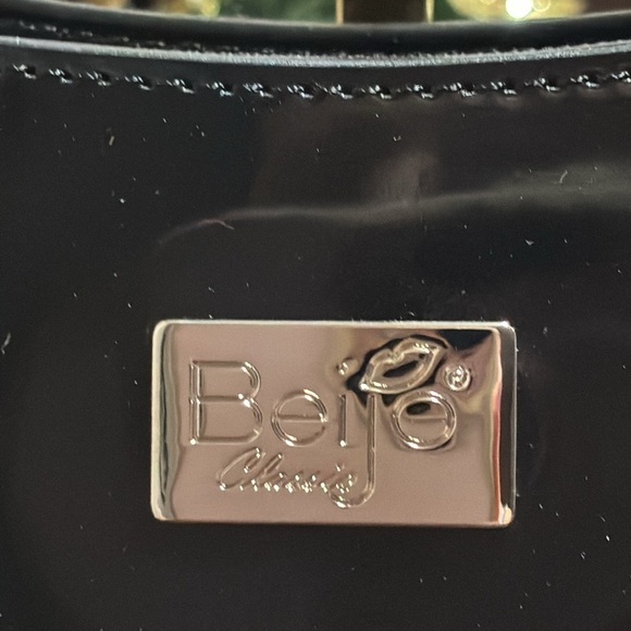 BEIJO black Patent Leather Bag Purse Zipper - Picture 2 of 12